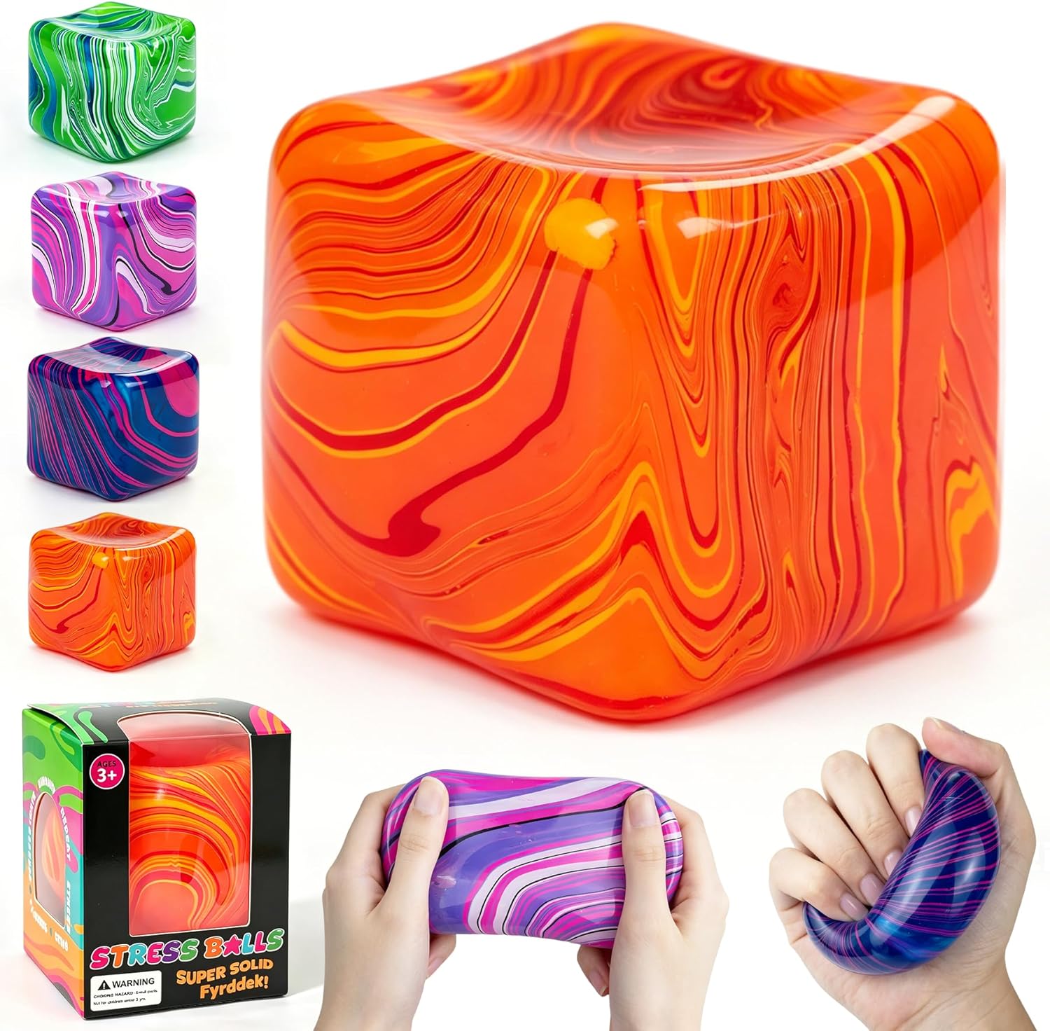 Fidget Toys. Stress Cube.1.97 inch Swirl Stress Cube Squishy Toys. Swirl Cubes Squishies for for Anxiety Stress Relief & Easter Basket Suffers Classroom Prizes (Orange) : Toys & Games